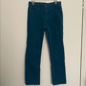 St John’s Bay Women’s Corduroy Straight Leg Blue Pants Size 8 Comfort Waistband
